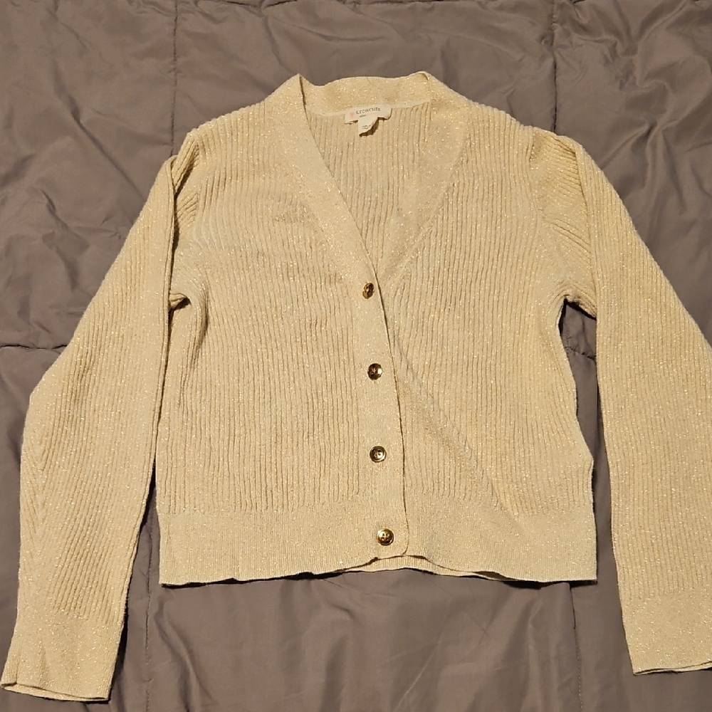 Crewcuts Cream Button-Up Cardigan